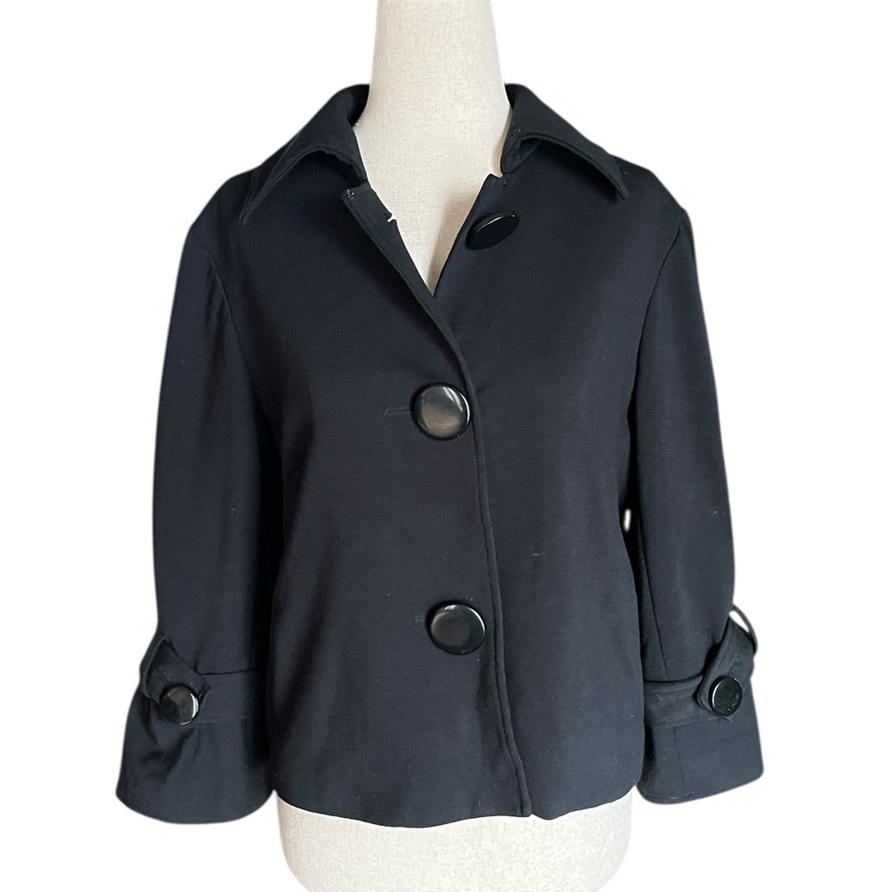 DM New York black cropped jacket with large black buttons